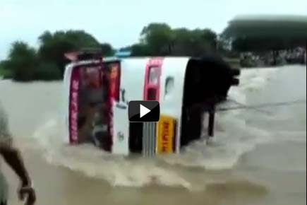 Watch Video: Bus carrying 17 passengers overturns in MP