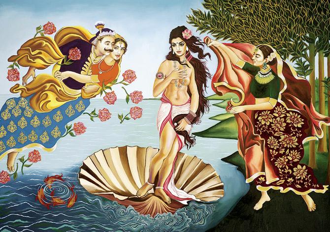 Birth of Satyavati by Neha Kapil, which re-imagines Botticelli’s famous painting