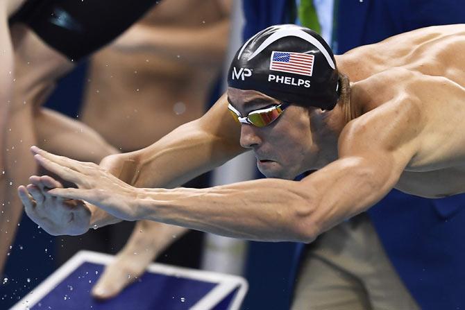 Michael Phelps prepares to compete in the Men