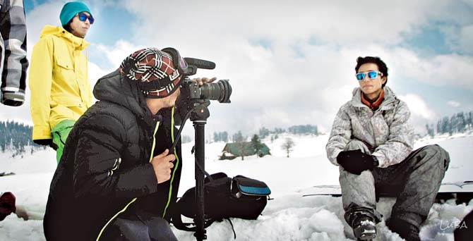 A production still from Curry Pow featuring skier Tashi Dorje (right) 