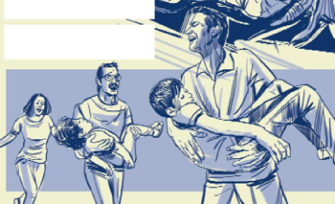 Santoshkumar and a witness rush the kids to hospital, but both boys succumb to their injuries. Illustration/Uday Mohite