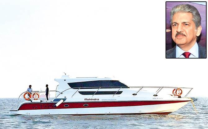 (Inset) Anand Mahindra and the yacht. PIC/Twitter