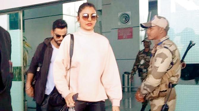 Anushka Sharma was spotted with Virat Kohli at Dehradun airport on Saturday.