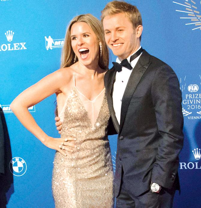 Nico Rosberg with wife Vivian. Pic/AFP