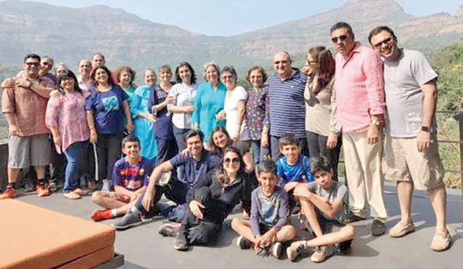 Boman Irani (standing second from right) with family and friends in Shillim