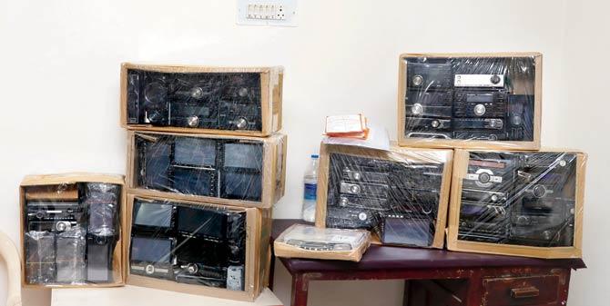 The music systems that have been seized from the trio. Pics/Rajesh Gupta