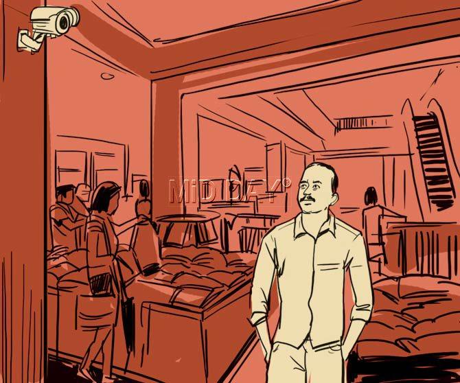Accused scans his workplace the mall for six months and discovers that there is a ‘secret’ room along with keys to the safe. Illustration/Uday Mohite