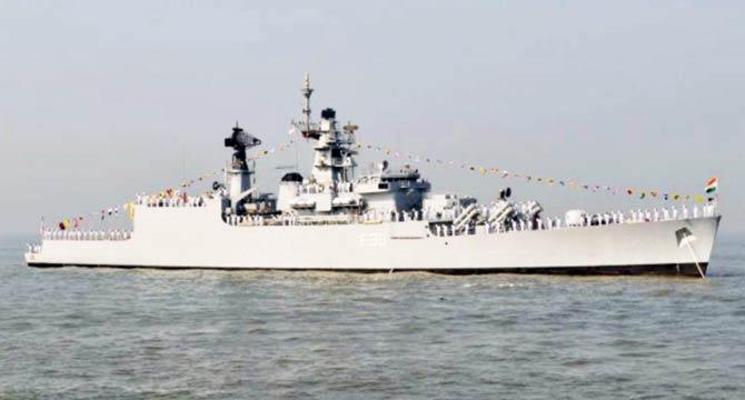Missile frigate INS Betwa slipped from her dock blocks in the Naval Dockyard and tilted over