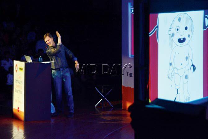 Jeff Kinney at the lecture in Mumbai yesterday. Pic/Satej Shinde