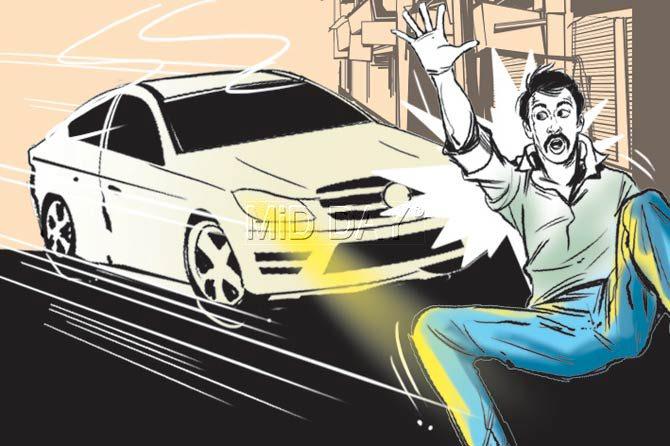 When Bapputty headed to Bhabha Hospital for his injuries, he met a man who had been hit by the same vehicle at the Lucky’s junction at 10.30 pm. Illustration/Ravi Jadhav