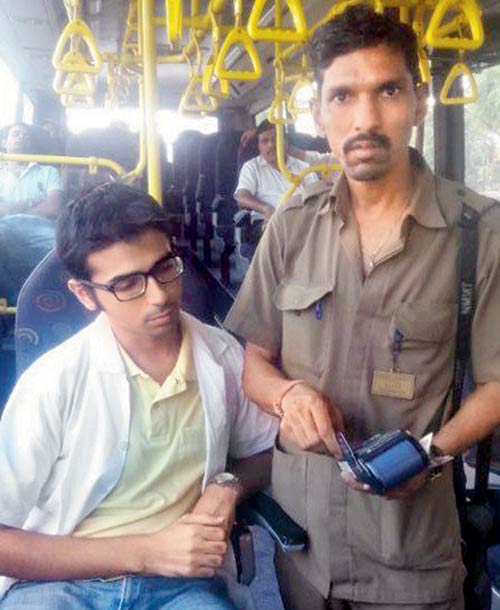 “When we approach the customer with the swiping machine, they happily use it,” says bus conductor Raj Koli.