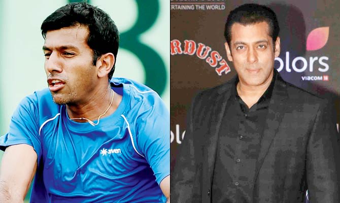 Rohan Bopanna (Left) Salman Khan. Pic/AFP