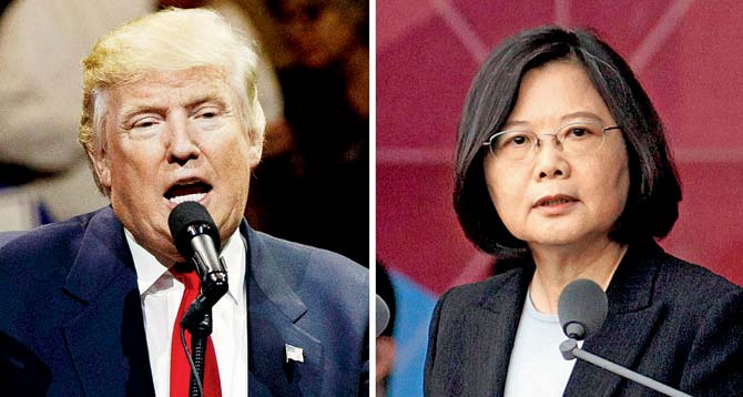 Donald Trump (left) and Taiwanese President Tsai Ing-wen. pics/AP