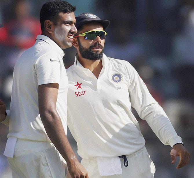 Virat Kohli played peacemaker between Ashwin and Anderson on Monday at Wankhede. Pic/AFP