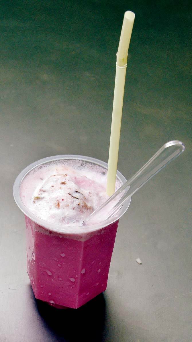 A rose-flavoured Mastani is a famous Maharashtrian dessert drink priced between Rs75 and Rs200