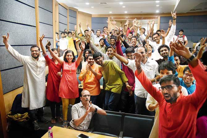 IIT-B students during the launch of Pratham at the institute’s Powai campus, in September. File pic