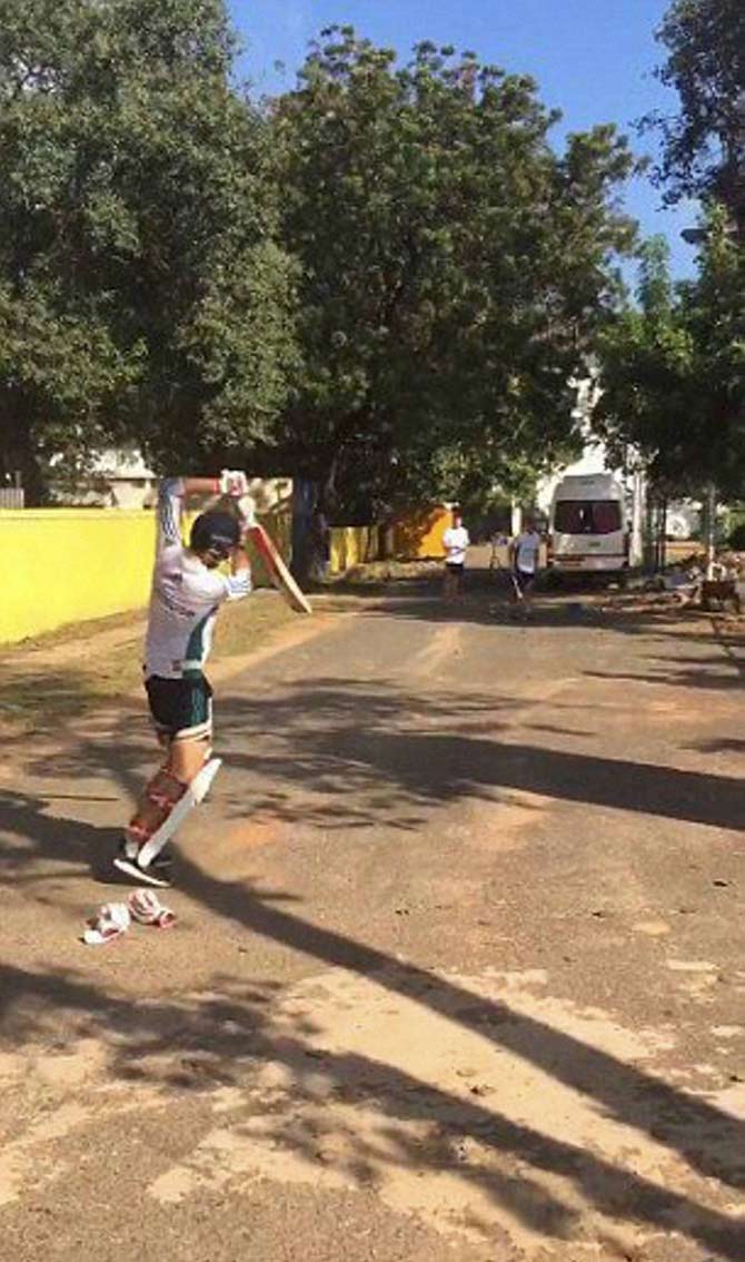 rJoe Root practicing on the road near M A Chidambaram Stadium
