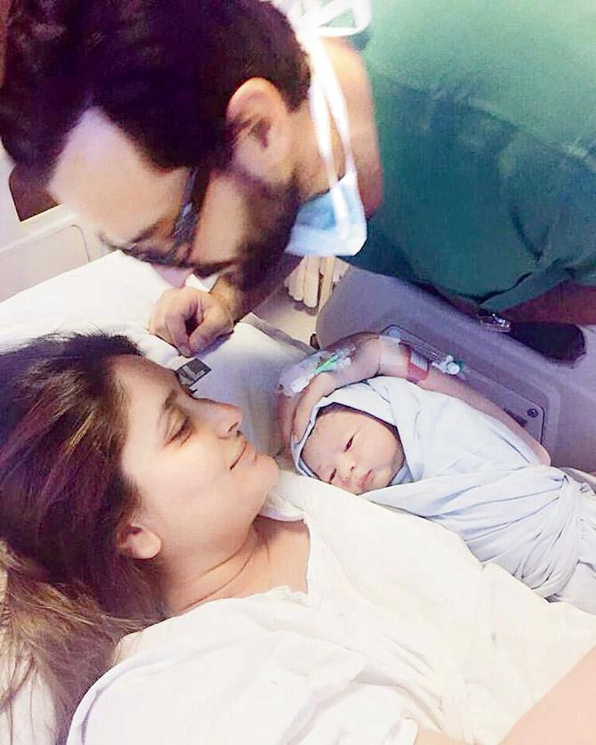 Saif Ali Khan with wife Kareena Kapoor and newborn Taimur