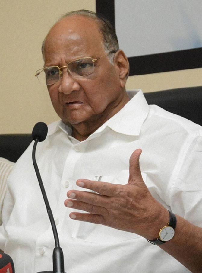 Sharad Pawar speaks to the media at a press conference in Mumbai on Saturday. Pic/PTI