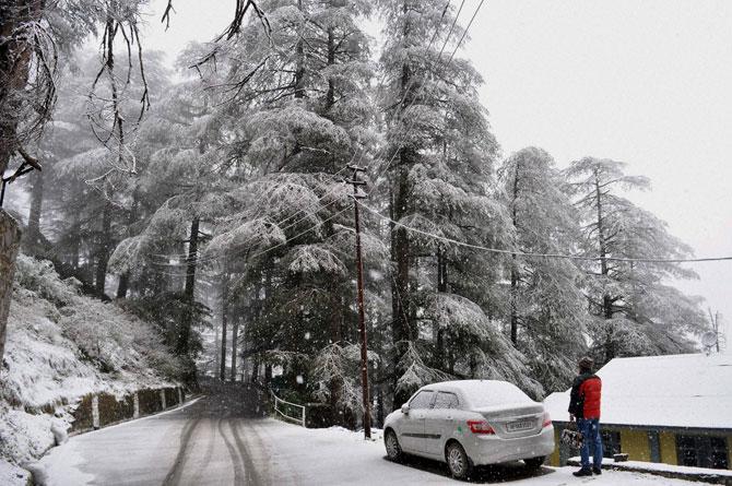 White Christmas in Shimla. Pic/PTI