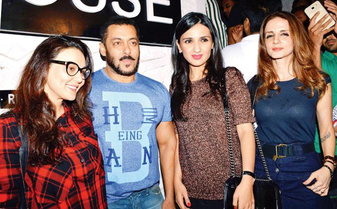 Preity Zinta, Salman Khan, Anu Dewan and Sussanne Khan
