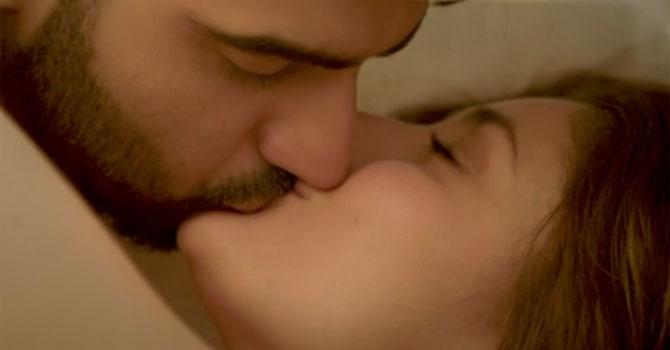 Arjun Kapoor and Kareena Kapoor Khan indulge in a liplock in a still from 