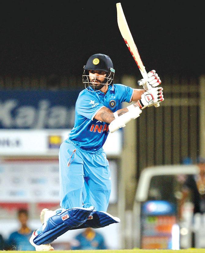 Shikhar Dhawan in top gear during the Ranchi T20 international against Sri Lanka last week. Pic/AFP