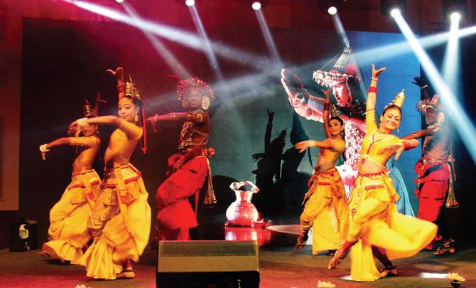 Dancers from Sri Lanka perform a traditional dance