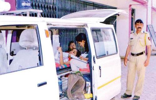 Sayali Jadhav appears for the exam from an ambulance parked outside her exam centre 