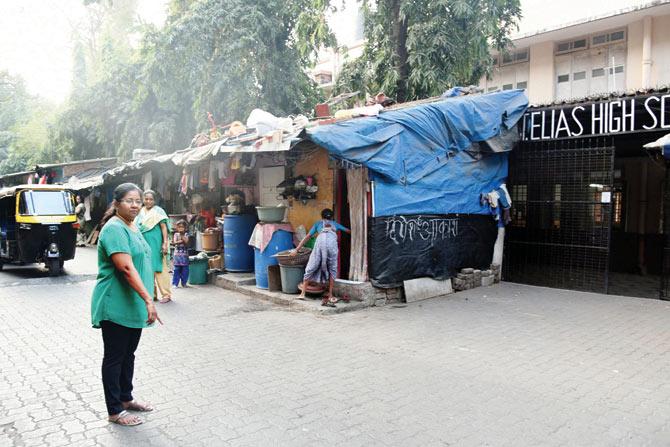 The civic authorities say that in fact, some of the shanties that crowd the gate of St Elias School in Khar West are authorized and hence, their residents will have to be offered alternate accommodation 