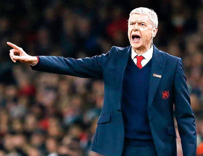Arsenal manager Arsene Wenger shouts instructions during their FA Cup clash against Hull City at the Emirates Stadium, London on Saturday. Pic/AFP