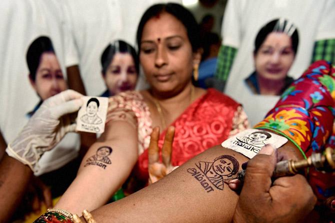 Over 1,000 people tattoo Jayalalithaa's picture, name