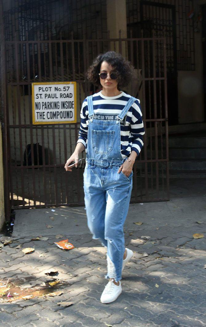 Bollywood actress Kangana Ranaut was spotted outside a studio in Bandra