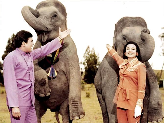 Rajesh Khanna and Tanuja in Haathi Mere Saathi