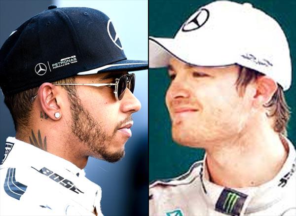 Lewis Hamilton and Nico Rosberg. Pics/AFP