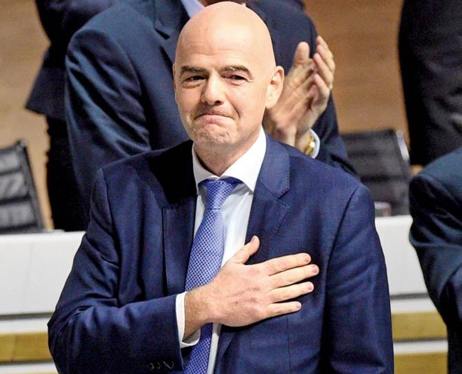 New FIFA president Gianni Infantino acknowledges the FIFA Congress after winning the FIFA presidential election in Zurich on Friday. Pic/AFP