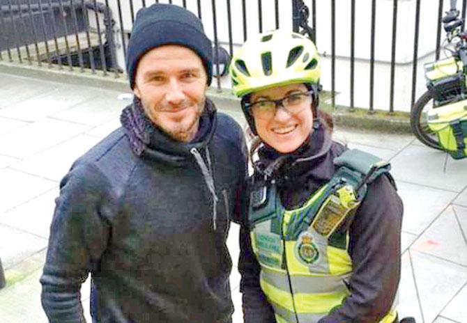 The picture London Ambulance Service posted of former footballer David Beckham and Catherine Maynard on Twitter