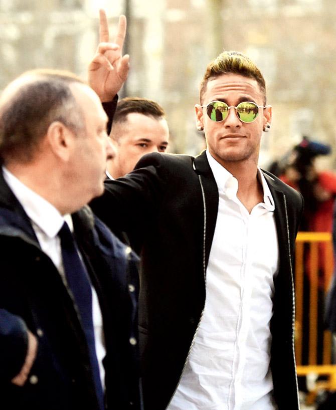 Neymar outside a court in Madrid on Tuesday. Pic/AFP