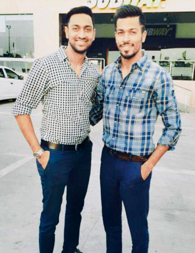 Krunal Pandya (left) with brother Hardik