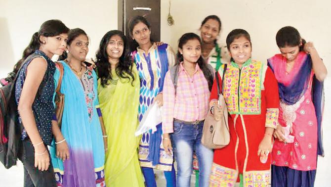 Priya Agrawal (third from left) with students from Antarang