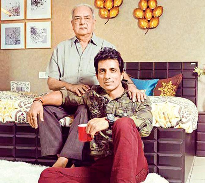 Sonu Sood with his father, Shakti Sood