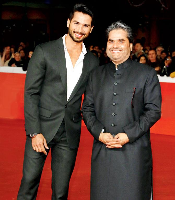 Shahid Kapoor (left) with his Rangoon director Vishal Bhardwaj at an event last year. Pic/Getty Images