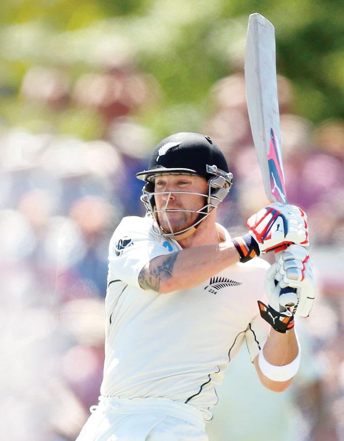 New Zealand’s Brendon McCullum en route his 54-ball Test century against Australia at Hagley Oval in Christchurch on Saturday. PIC/GETTY IMAGES