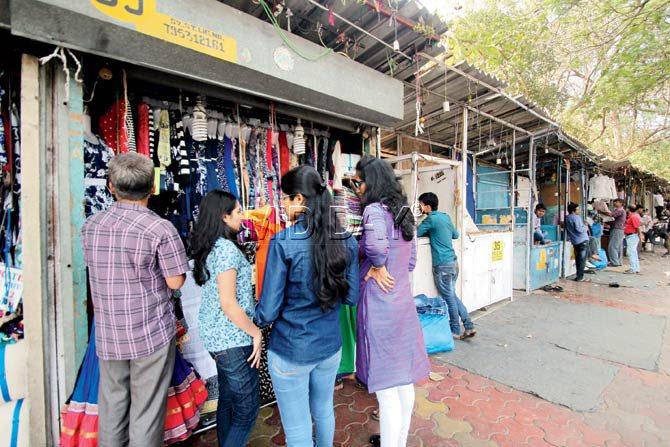 Shoppers had a mix of open and closed shops at Fashion Street after Nutan Jadhav