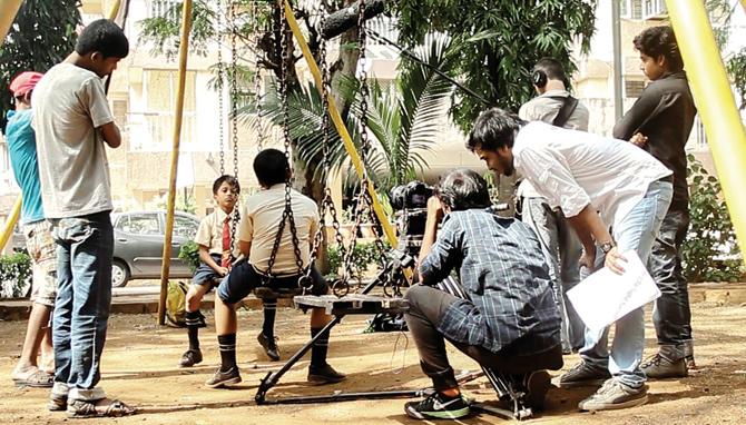 Filming the short on location