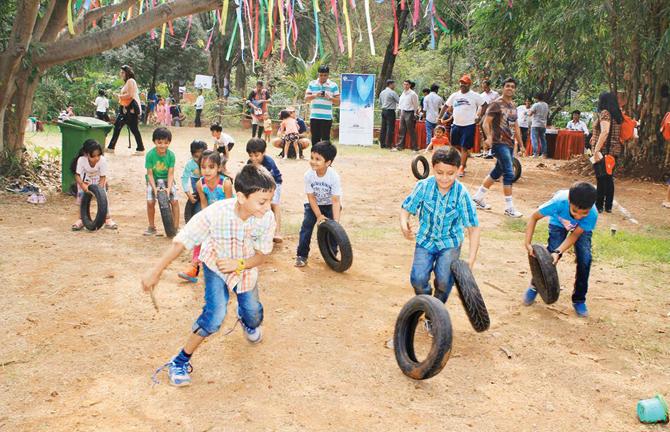 Kids can participate in a tyre race that’s part of the grassroots games plan