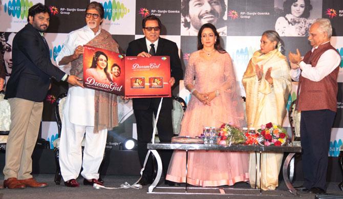 Babul Supriyo, Amitabh Bachchan, Dharmendra, Hema Malini, Jaya Bachchan and Ramesh Sippy at the launch of Hema Malini
