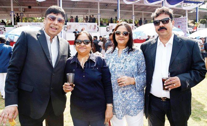 Jitendra Mehta, director of JVM Spaces, with wife Harsha, and Jagruti with Rajesh Khatadia