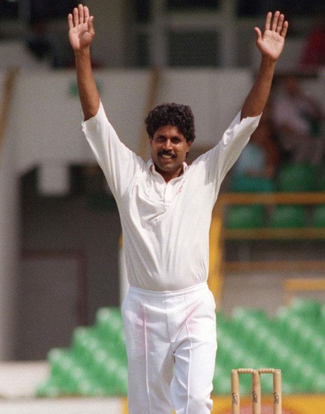 Kapil Dev after claiming his 400th scalp in Test cricket