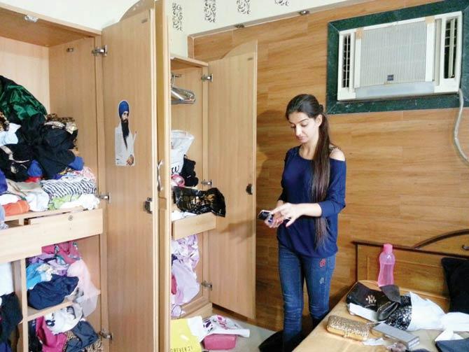 Actress Lovey Sasan shows her ransacked cupboard. Pic/Azim Tamboli